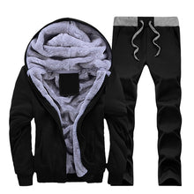 Load image into Gallery viewer, 2018 Tracksuit Men Winter Thick Inner Fleece Sets Mens Hat Casual Active Suit Men Zipper Man Outwear 2PC Jacket+Pants