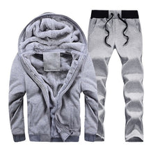 Load image into Gallery viewer, 2018 Tracksuit Men Winter Thick Inner Fleece Sets Mens Hat Casual Active Suit Men Zipper Man Outwear 2PC Jacket+Pants