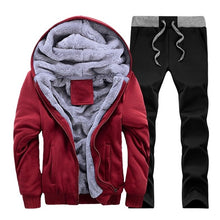 Load image into Gallery viewer, 2018 Tracksuit Men Winter Thick Inner Fleece Sets Mens Hat Casual Active Suit Men Zipper Man Outwear 2PC Jacket+Pants