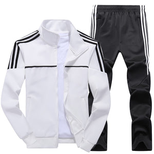 New Men's Set Spring Autumn Men Sportswear 2 Piece Set Sporting Suit Jacket+Pant Sweatsuit Male Tracksuit Asia Size L-4XL