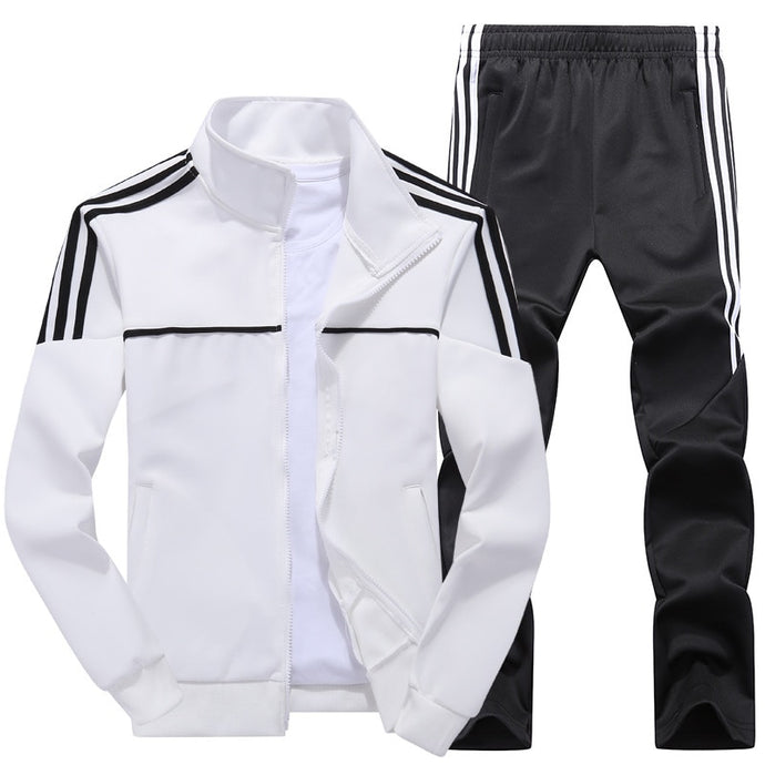 New Men's Set Spring Autumn Men Sportswear 2 Piece Set Sporting Suit Jacket+Pant Sweatsuit Male Tracksuit Asia Size L-4XL