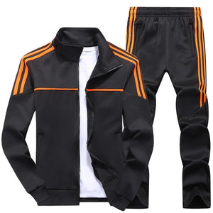 New Men's Set Spring Autumn Men Sportswear 2 Piece Set Sporting Suit Jacket+Pant Sweatsuit Male Tracksuit Asia Size L-4XL