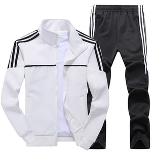 New Men's Set Spring Autumn Men Sportswear 2 Piece Set Sporting Suit Jacket+Pant Sweatsuit Male Tracksuit Asia Size L-4XL